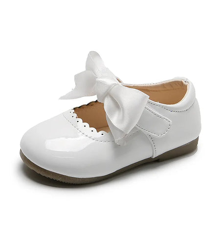 Flower Children Kids Pink White Black Leather Shoes for Little Toddler Baby Girls Slip on Butterfly Dance Princess Shoes New