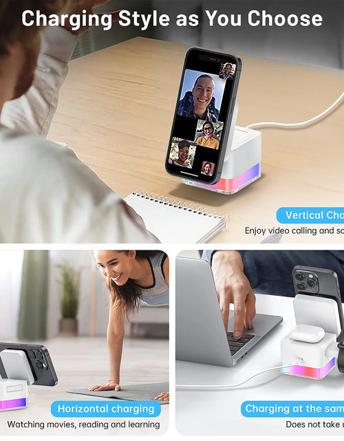 Load image into Gallery viewer, Wireless Charging Station, 3 in 1 Mag-Safe Charger Stand for Multiple Iphone Devices, Magnetic Wireless Charger for Iphone 15/14/13/12/Pro/Pro Max, Iwatch Ultra/Se/9/8/7/6/5/4/3/2, Airpods 2/3, White
