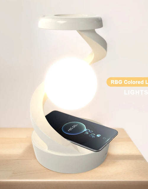 Load image into Gallery viewer, 3D Levitating Ball Lamp with Wireless Phone Charger Creative Table 3D LED Lamp Floating Moon Table Lamp for Bedroom Novelty Gift
