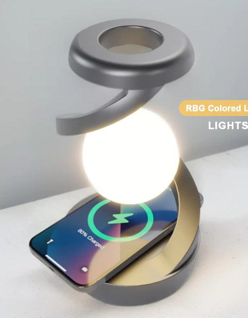 Load image into Gallery viewer, 3D Levitating Ball Lamp with Wireless Phone Charger Creative Table 3D LED Lamp Floating Moon Table Lamp for Bedroom Novelty Gift
