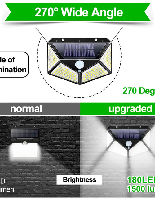 Load image into Gallery viewer, 100 LED/180LED Solar Light Outdoor Solar Lamp Sunlight Waterproof PIR Motion Sensor Light for Garden Decoration Yard Solar Light
