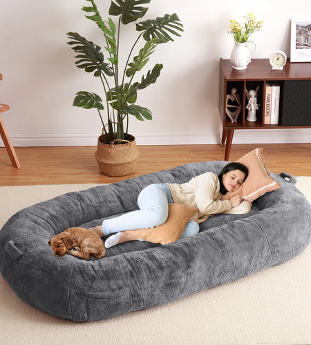 Large Dog Bed 71"X48"X14", Giant Dog Bed for People Adults, Pets and Kids with Removable Cover