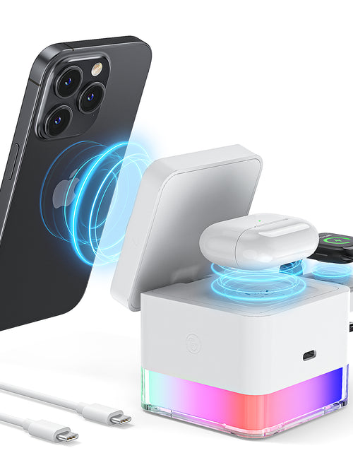 Load image into Gallery viewer, Wireless Charging Station, 3 in 1 Mag-Safe Charger Stand for Multiple Iphone Devices, Magnetic Wireless Charger for Iphone 15/14/13/12/Pro/Pro Max, Iwatch Ultra/Se/9/8/7/6/5/4/3/2, Airpods 2/3, White

