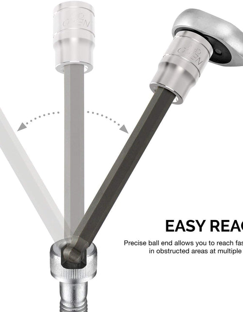 Load image into Gallery viewer, 10072A 3/8-Inch Drive Extra Long Allen Hex Bit Socket Set, SAE, 1/8-Inch - 3/8-Inch | S2 and Cr-V Steel, 7-Piece Set
