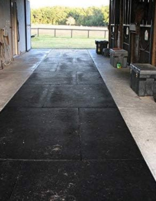 Load image into Gallery viewer, American Floor Tiles - Heavy Duty Stall Tiles - Stable/Horse Tiles - Thick, Durable Rubber Flooring Solid Black 8&#39; X 20&#39; Set 1/2&quot; Thick (40 Tiles Total)
