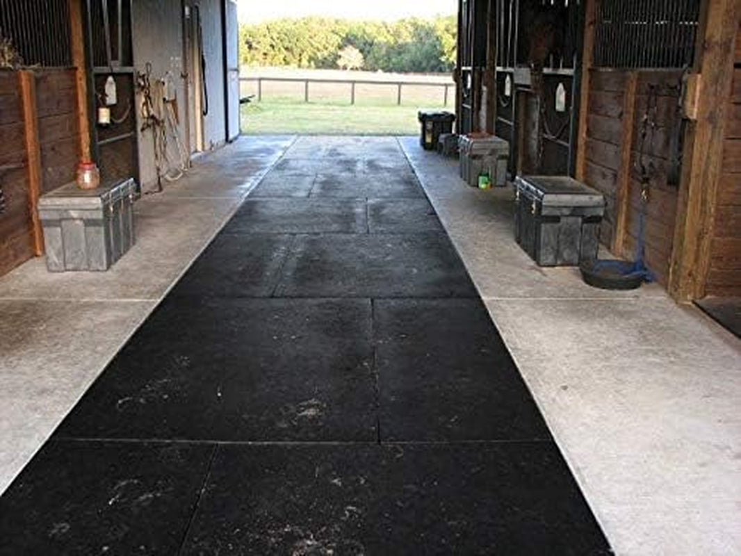 American Floor Tiles - Heavy Duty Stall Tiles - Stable/Horse Tiles - Thick, Durable Rubber Flooring Solid Black 8' X 20' Set 1/2" Thick (40 Tiles Total)