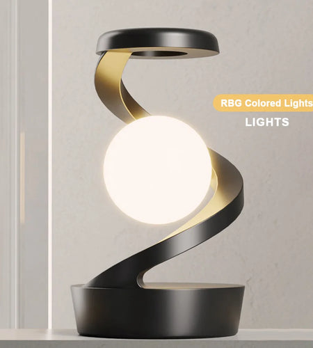 3D Levitating Ball Lamp with Wireless Phone Charger Creative Table 3D LED Lamp Floating Moon Table Lamp for Bedroom Novelty Gift