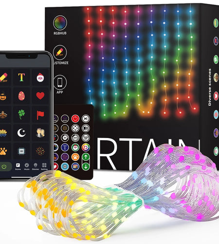 Christmas Curtain Lights, Smart Lights LED, 6.6 X 6.6Ft, 400 RGBIC Leds，Color Changing Window Lights, Dynamic DIY Curtain String Lights for Bedroom Wall, Outdoor IP65 Waterproof