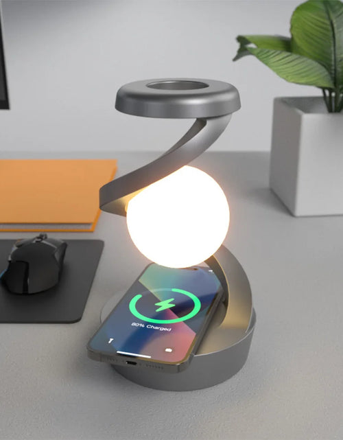 Load image into Gallery viewer, 3D Levitating Ball Lamp with Wireless Phone Charger Creative Table 3D LED Lamp Floating Moon Table Lamp for Bedroom Novelty Gift
