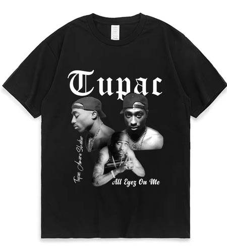 Rapper Tupac 2Pac Graphic T Shirt Fashion High Quality Short Sleeves T-Shirts Oversized Hip Hop Streetwear Men'S Cotton T-Shirt