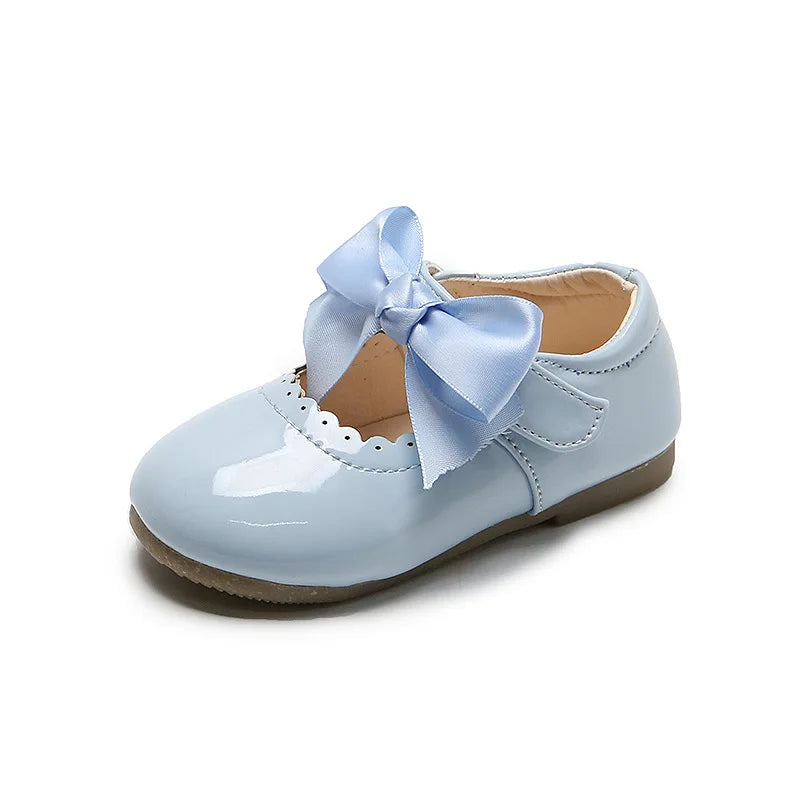 Flower Children Kids Pink White Black Leather Shoes for Little Toddler Baby Girls Slip on Butterfly Dance Princess Shoes New