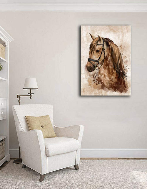 Load image into Gallery viewer, Horse Wall Art Abstract Brown Canvas Pictures Vintage Canvas Prints Modern Animal Canvas Artwork Rustic Retro Canvas Art Framed Ready to Hang 20&quot; X 28&quot;
