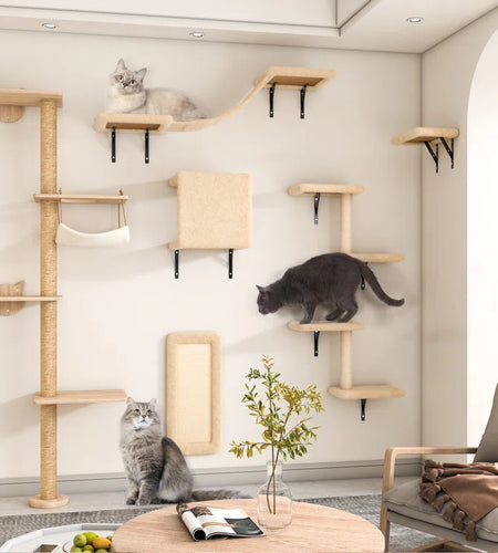 Damyanti Wall-Mounted Cat Tree Shelved 6 Pcs Climbing Center
