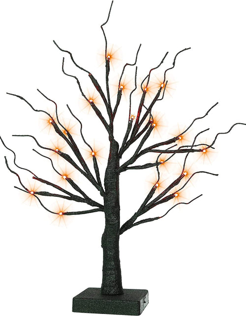 Load image into Gallery viewer, 24 LED Lighted Halloween Tree, Battery Operated Birch Tree with 24 DIY Pumpkins, Indoor Home Table Desktop Best Halloween Decorations Gift Package
