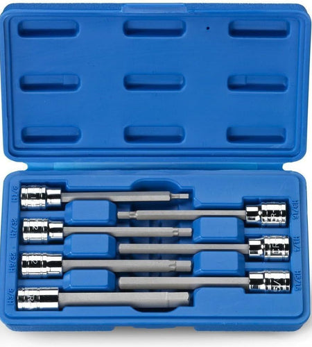 10072A 3/8-Inch Drive Extra Long Allen Hex Bit Socket Set, SAE, 1/8-Inch - 3/8-Inch | S2 and Cr-V Steel, 7-Piece Set