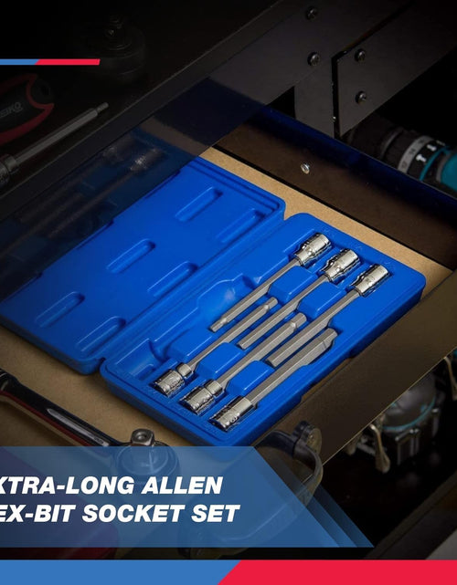 Load image into Gallery viewer, 10072A 3/8-Inch Drive Extra Long Allen Hex Bit Socket Set, SAE, 1/8-Inch - 3/8-Inch | S2 and Cr-V Steel, 7-Piece Set
