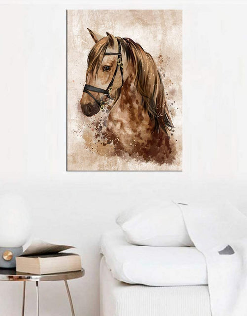 Load image into Gallery viewer, Horse Wall Art Abstract Brown Canvas Pictures Vintage Canvas Prints Modern Animal Canvas Artwork Rustic Retro Canvas Art Framed Ready to Hang 20&quot; X 28&quot;
