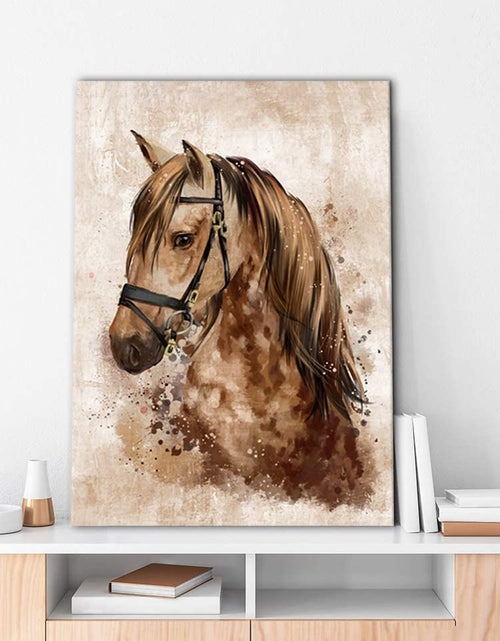 Load image into Gallery viewer, Horse Wall Art Abstract Brown Canvas Pictures Vintage Canvas Prints Modern Animal Canvas Artwork Rustic Retro Canvas Art Framed Ready to Hang 20&quot; X 28&quot;
