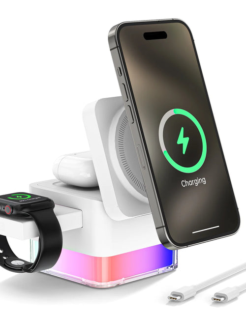 Load image into Gallery viewer, Wireless Charging Station, 3 in 1 Mag-Safe Charger Stand for Multiple Iphone Devices, Magnetic Wireless Charger for Iphone 15/14/13/12/Pro/Pro Max, Iwatch Ultra/Se/9/8/7/6/5/4/3/2, Airpods 2/3, White
