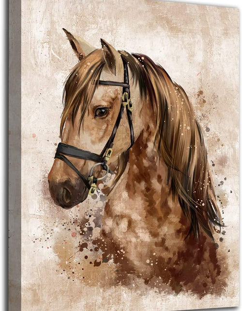 Load image into Gallery viewer, Horse Wall Art Abstract Brown Canvas Pictures Vintage Canvas Prints Modern Animal Canvas Artwork Rustic Retro Canvas Art Framed Ready to Hang 20&quot; X 28&quot;
