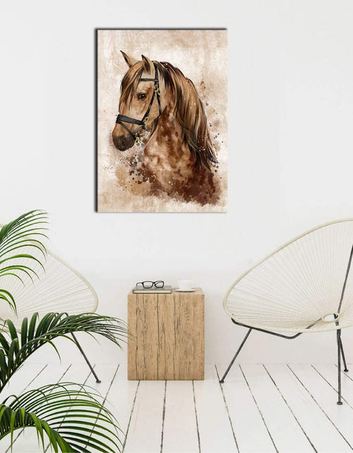 Load image into Gallery viewer, Horse Wall Art Abstract Brown Canvas Pictures Vintage Canvas Prints Modern Animal Canvas Artwork Rustic Retro Canvas Art Framed Ready to Hang 20&quot; X 28&quot;
