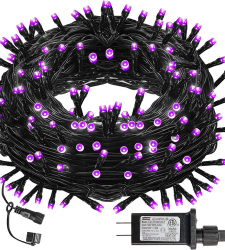 Halloween 300 LED String Lights, 100FT Connectable String Lights with 8 Lighting Modes, Halloween Decorations for Party Carnival Supplies, Indoor Outdoor Yard Garden Decor (Purple)